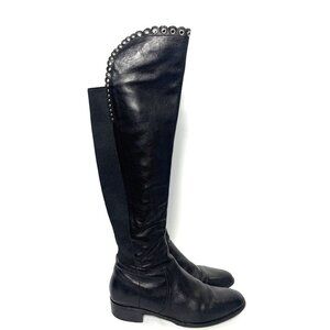 L.K. Bennett Joanne Black Leather Over the Knee Boots Size 40